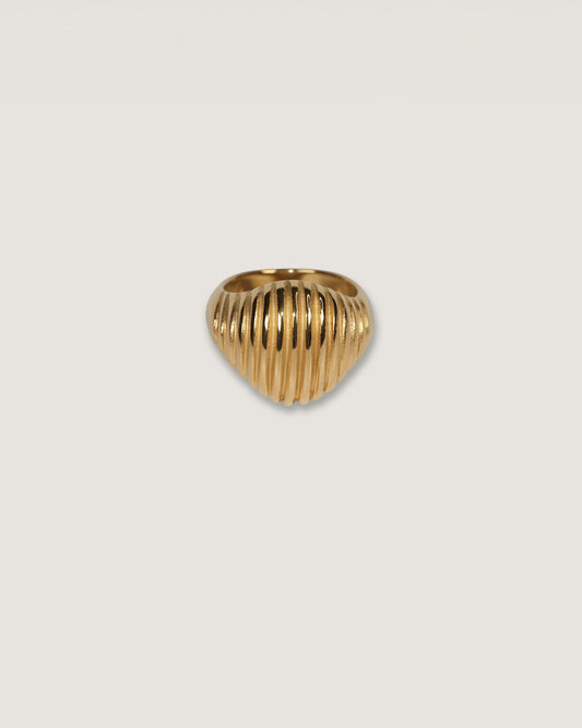 Anillo chunky acero inoxidable baño oro 18K