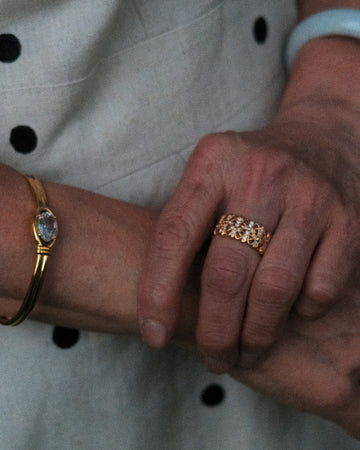 Pulsera y anillo dorados acero inoxidable