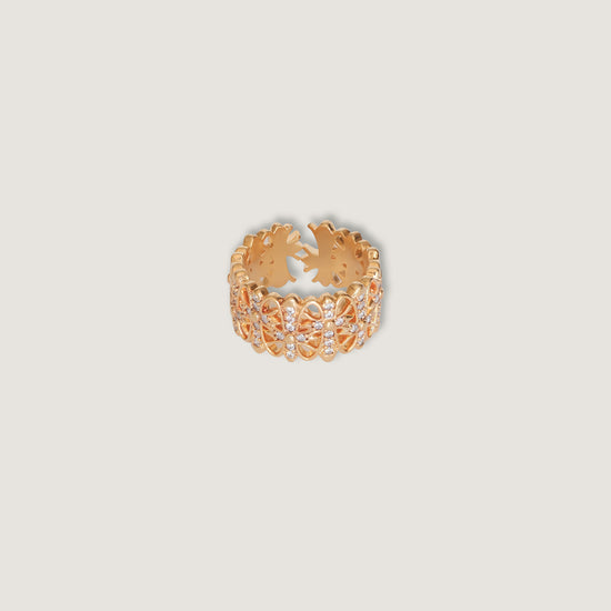 anillo dorado cobre con zirconias