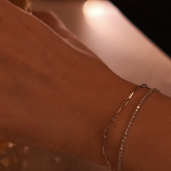 Pulsera de plata 925 con cadena mixta y pavé de cristales