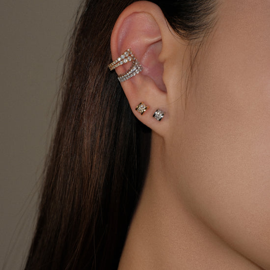 Ear Cuff plata de ley 925 s925 con circonitas 5A bañado rodio 