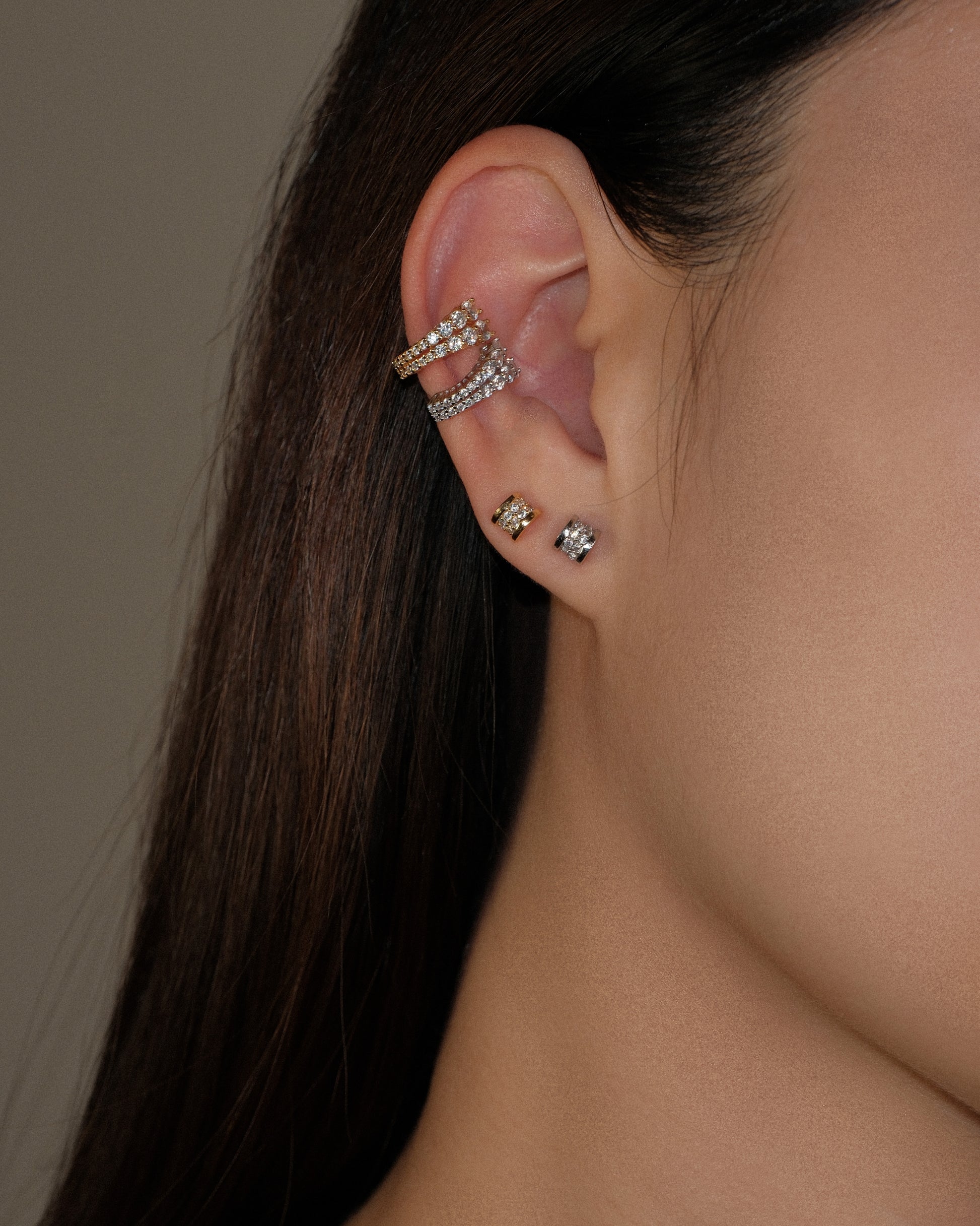 Ear Cuff plata de ley 925 s925 con circonitas 5A bañado rodio 