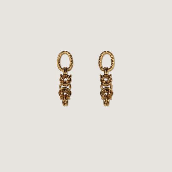 Aretes chunky con cadena de eslabones de acero inoxidable bañado en oro