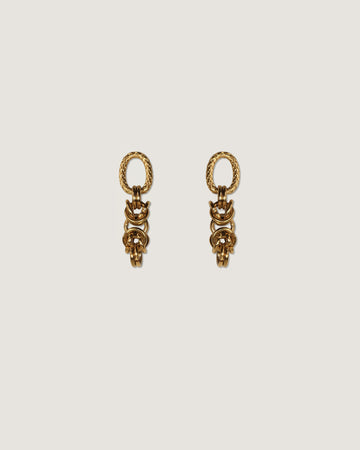 Aretes chunky con cadena de eslabones de acero inoxidable bañado en oro
