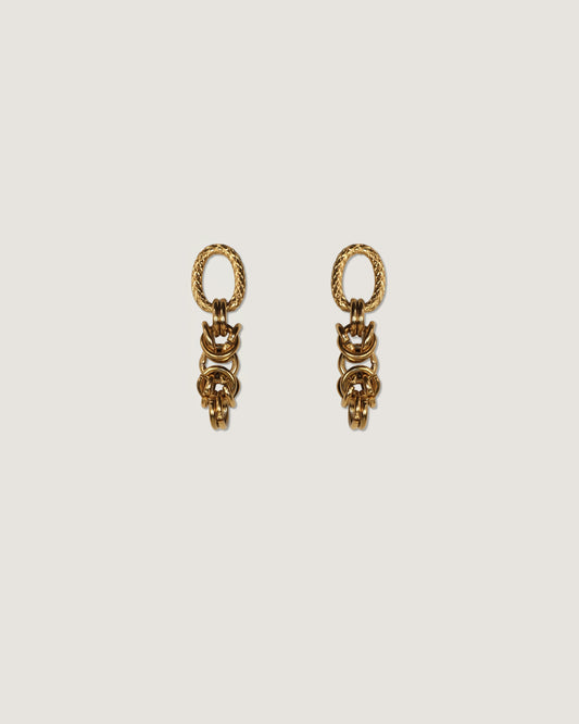 Aretes chunky con cadena de eslabones de acero inoxidable bañado en oro