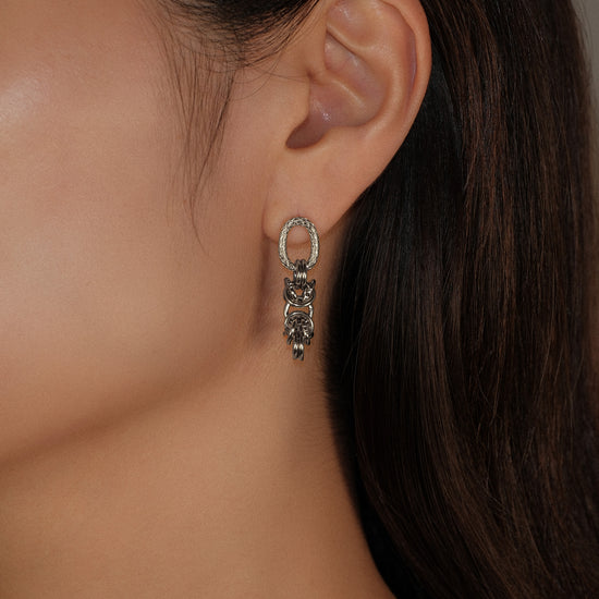 Aretes chunky con cadena de eslabones de acero inoxidable