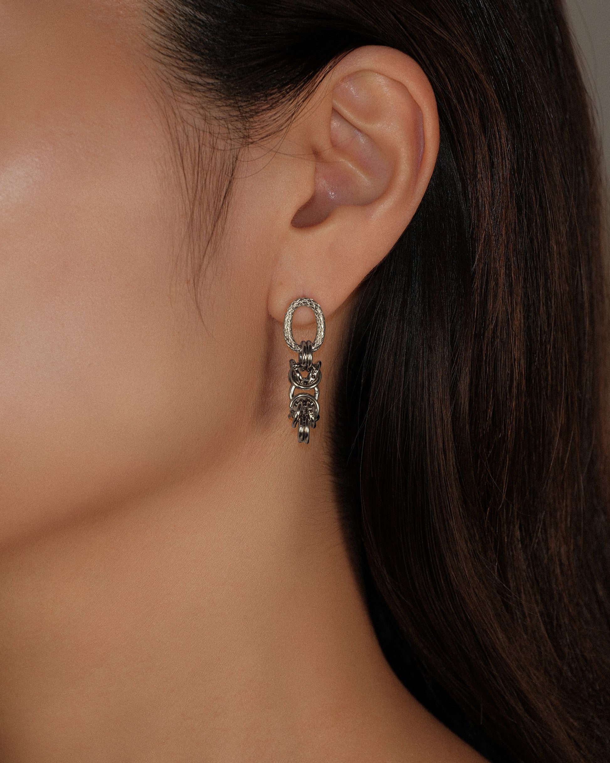 Aretes chunky con cadena de eslabones de acero inoxidable