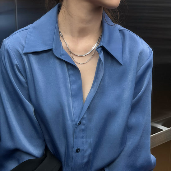 Collar Vera Cadena tipo snake de acabado liso reflectante y con cadena secundaria trenzada