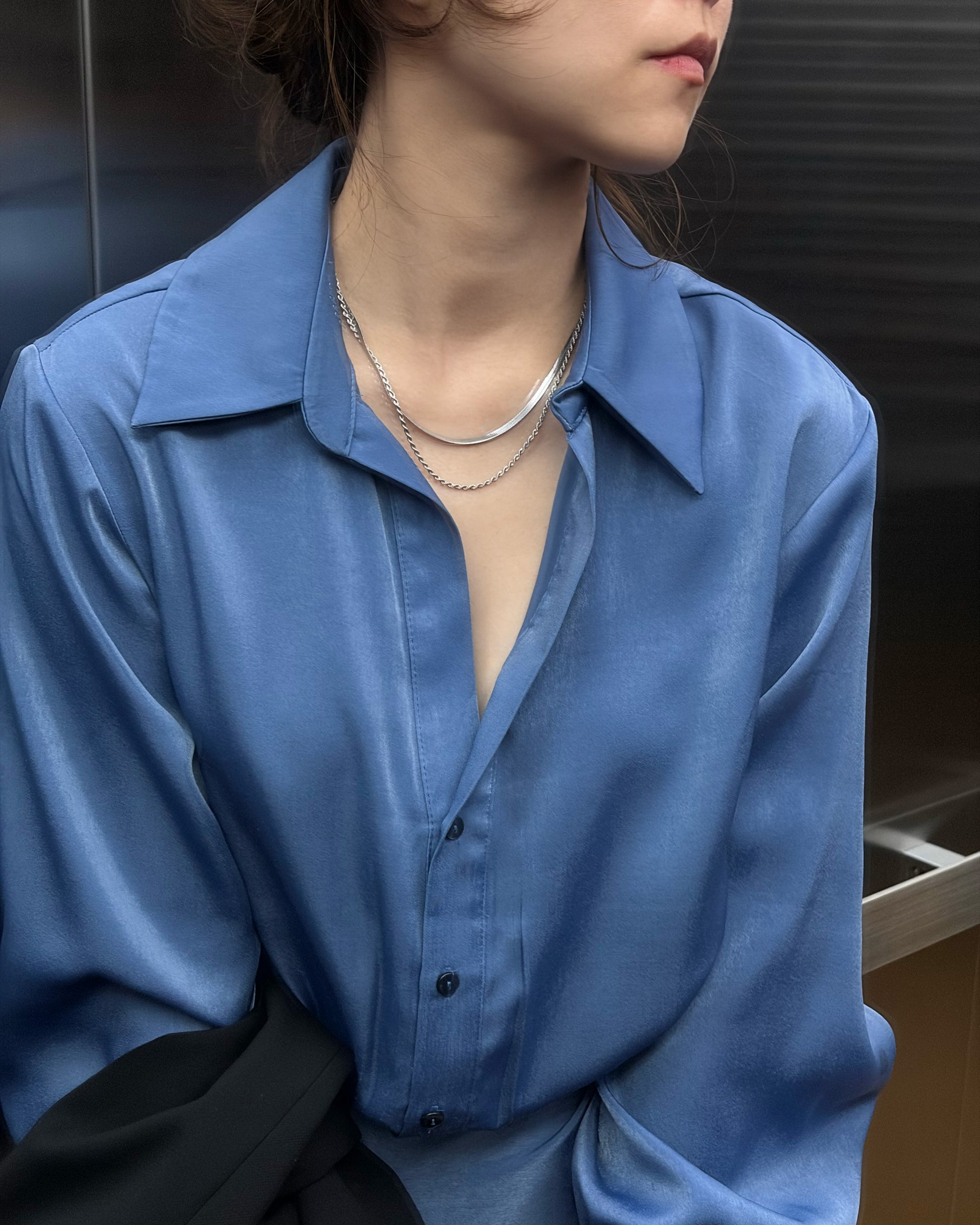 Collar Vera Cadena tipo snake de acabado liso reflectante y con cadena secundaria trenzada