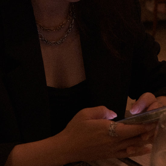 Collar de acero inoxidable estilo chunky con cadena de eslabones grandes baño oro 18k