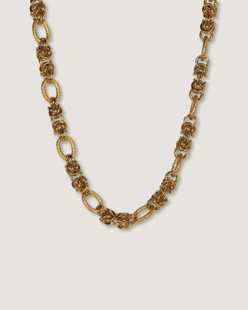 Collar de acero inoxidable estilo chunky con cadena de eslabones grandes baño oro 18k