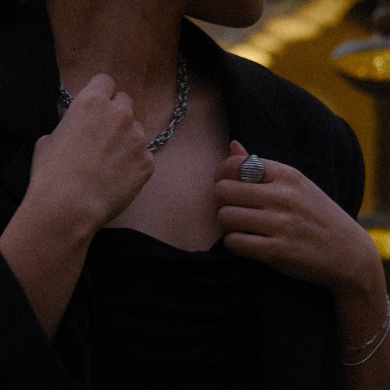 Anillo chunky acero inoxidable plateado