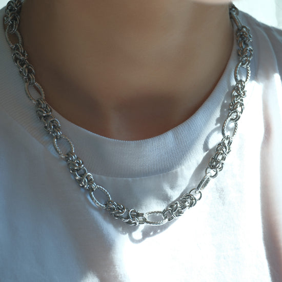 Collar de acero inoxidable estilo chunky con cadena de eslabones grandes