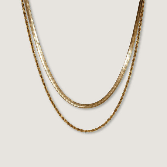 Collar Vera Cadena tipo snake de acabado liso reflectante y con cadena secundaria trenzada