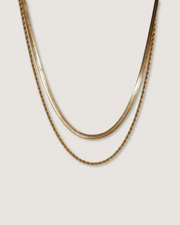 Collar Vera Cadena tipo snake de acabado liso reflectante y con cadena secundaria trenzada