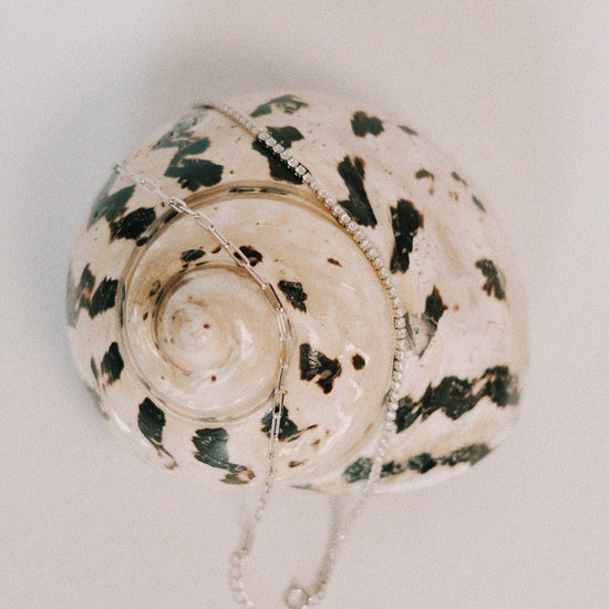 Pulsera de plata 925 con cadena mixta y pavé de cristales