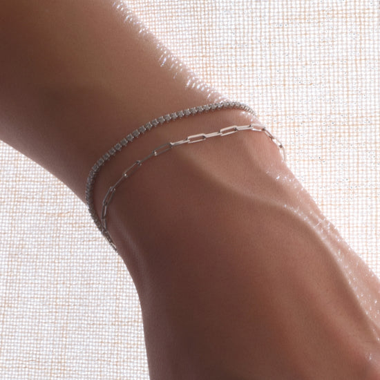 Pulsera de plata 925 con cadena mixta y pavé de cristales