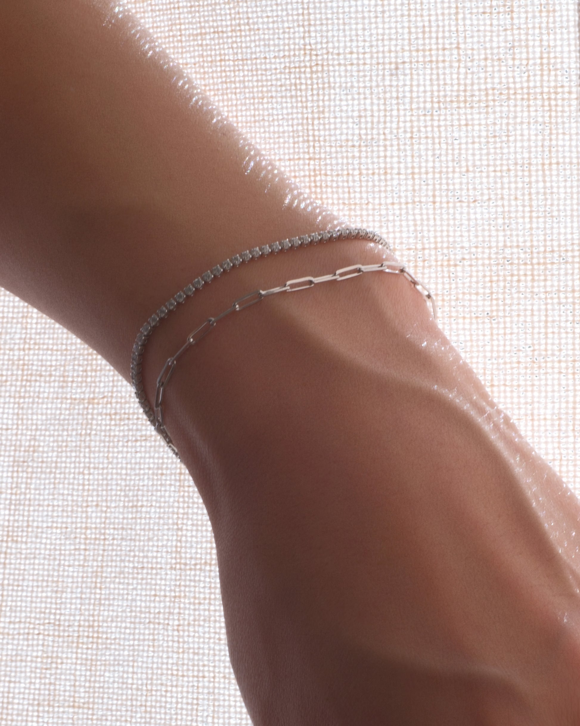 Pulsera de plata 925 con cadena mixta y pavé de cristales