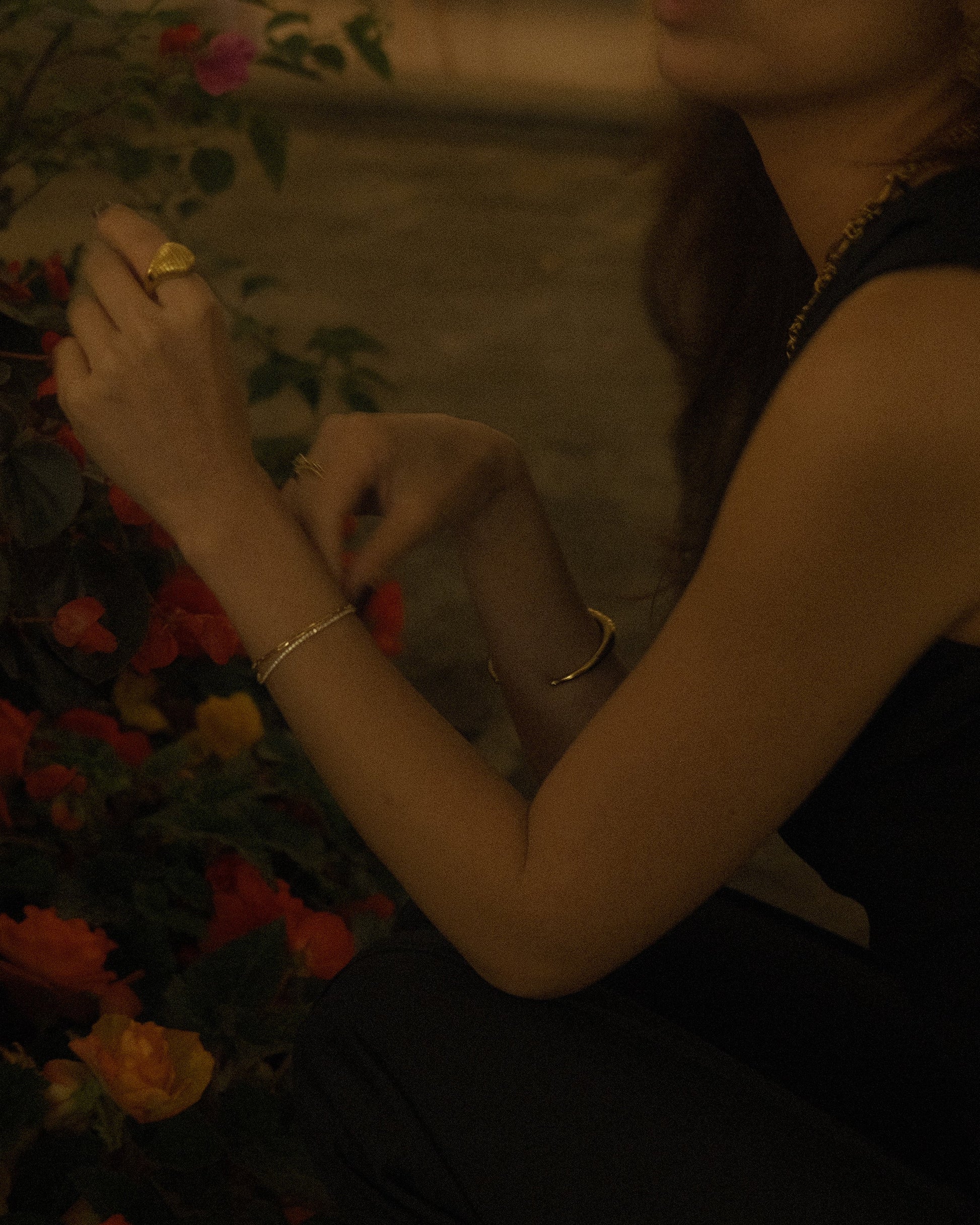 Pulsera de plata 925 baño oro 18k con cadena mixta y pavé de cristales