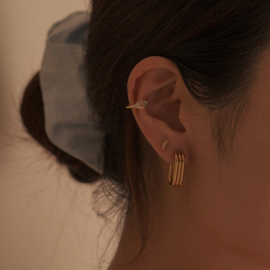 hoops acero inoxidable aretes plata 925 con zirconia ear cuff 