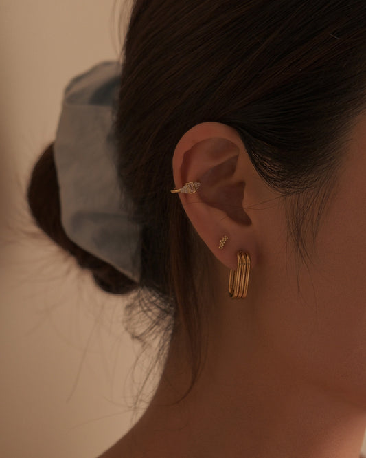 hoops acero inoxidable aretes plata 925 con zirconia ear cuff 